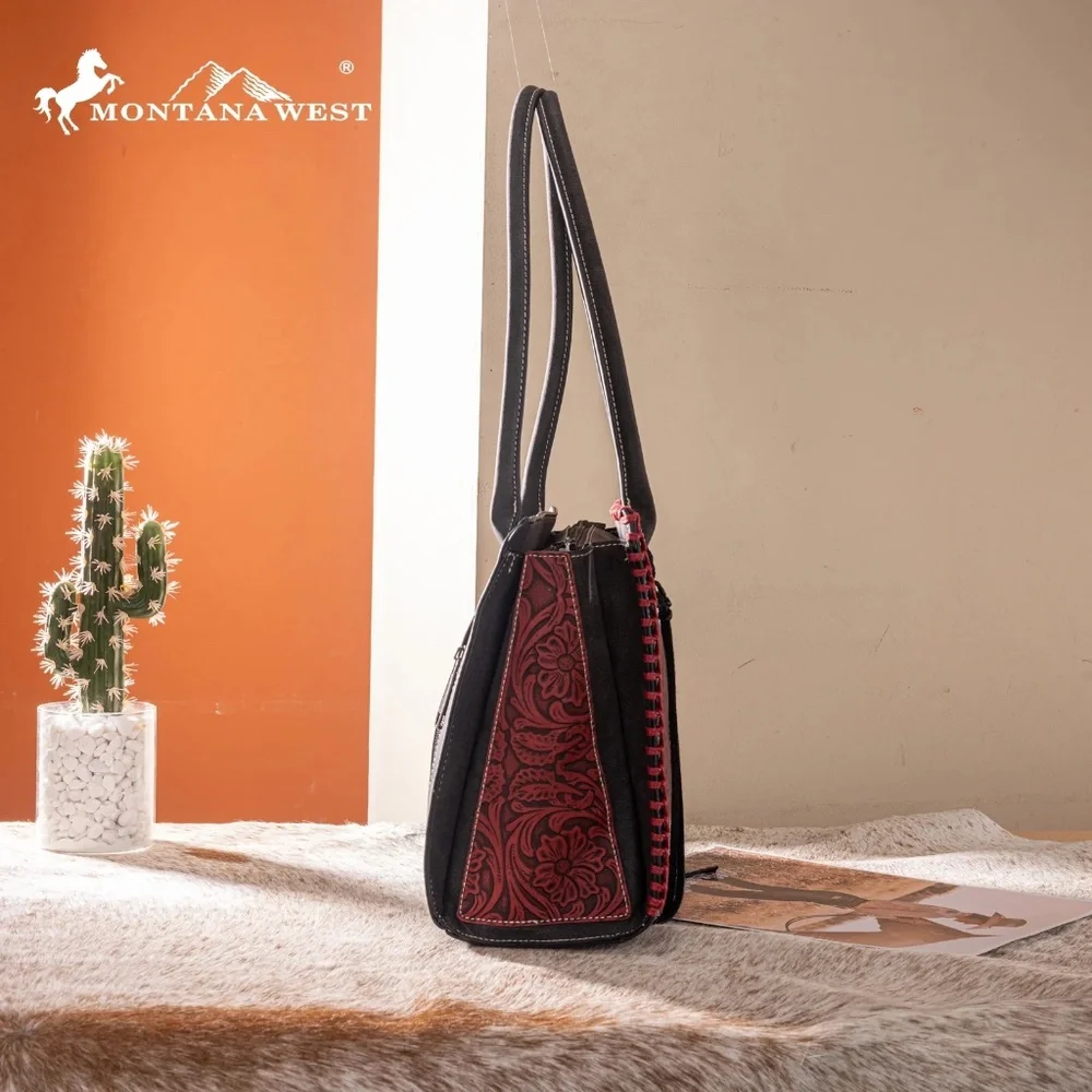 Montana West Tooled Concealed Carry Tote Black